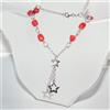NALBORI collana vero argento 925 e corallo rosso naturale ciondolo stelle ciuffo 44cm