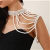 Collana Body Chain Multistrato In Finto Perle Catena Sexy Spalla