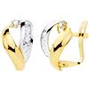 Orecchini Oro 18k 750 Bicolore Con Zirconi 16x9 MM Aro Rif. 21071