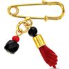 In Season Jewelry Placcato Oro Rosso Figa Mano Finto Azabache Malocchio Protezione Bambino Spilla