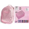 Tinta Unita Zaino Scuola 3 Scomparti Tinta Unita Dream Rosa Glitterato + Astuccio One Time