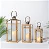 TRIROCKS Set di 3 lanterne decorative in acciaio inox da 40.5 cm, in (L9y)