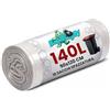 Bag&Baggy 10 Sacchi Spazzatura Heavy-Duty 90x120 cm 140 Litri, Ultra-Resistenti in LDPE, Colore Ambra - Compatibili con Bidoni da 120-140L - 10 Pezzi (1 Rotolo)