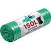 Bottari Italy Bag&Baggy 10 Sacchi da Giardinaggio Verdi 150 Litri 90x120 cm, LDPE Riciclato, Ultra-Resistenti per Giardino e Orto | 1 Rotolo da 10 Sacchi