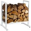 Relaxdays Scaffale per legna da ardere, metallo, moderno, HLP: 62x60x49 cm, porta legna per stufa, legna secca, bianco