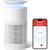 SwitchBot Purificatore D'aria Con App E Luce Notturna, CADR 400m³/h Fino A 83㎡, Filtro HEPA Rimuove 99.97% Di Muffa, Polvere, Polline, Modalità Sonno 20dB (Purificatore d'aria da tavolo)