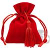 Decoraparty 12 Sacchettini Portaconfetti di Laurea Rossi, Sacchetti Porta Confetti Eleganti in Tessuto Poliestere per Confettata Bomboniera, Celebrazione, Laureato, con Nappina e Cordino - 10 x 8 cm