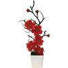Pianta in vaso di fiori di prugna artificiale da interno per decorazioni festive