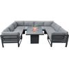 MONSTERSHOP Mobili da giardino componibili Grigio 9 pezzi Divano Tavolo e Focolare Set da