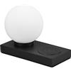 RL LIVE YOUR LIGHT Reality, Lampada tavolo, Chloe 1xE14, max.40,0 W Vetro, Bianco, Finitura: Metallo, nero opaco L:20,0cm, L:10,0cm, A:15,0cm ON/OFF Touch,Stazione di carico induttivo,IP20,Senza illuminante