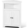 VEVOR Mobiletto Angolare Portaoggetti Altezza 84,5cm Mobiletto da Casa in Legno con 2 Porte Ripiani Regolabili, Mobiletto Angolare Indipendente per Soggiorno, Cucina, Lavanderia, Bagno, bianco