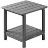 VEVOR Tavolino da Giardino 2 Ripiani 45 x 38 x 44 cm, HDPE, Tavolino da Esterno Mobiletto per Cortile per Bordo piscina, Spiaggia, Veranda, Balcone, Interno, Grigio
