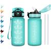 KollyKolla Borraccia 500ml, Borraccia con Indicazione del Tempo, Leggera e Facile da Tenere, Riutilizzabile e Facile da Pulire, Bottiglia con Cannuccia, per Palestra, Corsa, Yoga, Ufficio