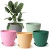 Vasi in Plastica Grandi Con Sottovaso E Fori Di Drenaggio (5 Pezzi) - Set Vasi D