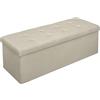 WOLTU Pouf Contenitore Sgabello Pieghevole Poltrona Poggiapiedi Cassapanca Scarpiera 110x37,5x38 cm Beige