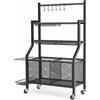 Carrello Porta Attrezzi Sportivi Nero Rastrelliera Porta Attrezzi con Rotelle