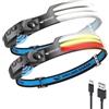Smiling Shark Lampada Frontale, 2 Pezzi 230°Angolo Ampio 3*Strisce Luce Multi-Color Super Brillante Ricaricabile Sensore di Movimento Faro Impermeabile Campeggio, Torcia-Frontale-Lampada-LED-Camping