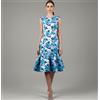 GINA BACCONI woman RANGE DRESS blue aquamarine embossed fabric New tag sz UK 12