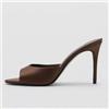 Sandali Decolte Donna Marrone Cioccolato Tacco 10 cm Mule Eleganti H7K5R2