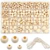 TOAOB THE ONE AND ONLY BABY TOAOB 406 Pezzi Perline Legno Naturale Grande Foro 8mm a 20mm Rotonde Palline