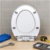 Copriwater Bianco Superficie Liscia Sedile WC in Plastica Cerniere