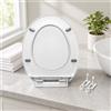 Copriwater Bianco Superficie Liscia Sedile WC in Plastica Cerniere