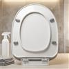 Copriwater Bianco Superficie Liscia Sedile WC in Plastica Cerniere