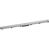 hansgrohe RainDrain Match - set di canalina doccia con cornice ad altezza regolabile, canale di drenaggio 1200 mm, scarico a pavimento, acciaio inox spazzolato