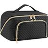 Neusky Grande trousse per trucchi, impermeabile, in pelle PU, da viaggio, con