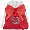 Decoraparty 12 Sacchettini di Laurea Rossi 10 x 12 cm, Sacchetti per Bomboniera Cerimonia Porta Confetti in Poliestere con Dettaglio di Corona Alloro, Laureato, Accademico, con Cordino, Fiocco Nappina