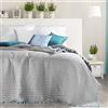 Eurofirany Copriletto trapuntato 170 x 210 cm 220 x 240 cm Kendal, grigio e blu menta, con frange (argento, 220 x 240 cm), in plastica