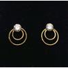 MR Orecchini In Oro 18K 750 Mls. Doppio Anello Con Zirconia. 11,5x9,2 MM.