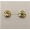Orecchini Oro 18K 750 Mls. Fiore Opale E Zirconi. 8,4 MM.