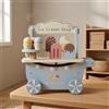 Carrello Gelati in Legno Ripiano Espositivo Carrello Gelati con Ruote