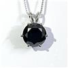 9 KT Nero Diamante Solitario Ciondolo IN 925 Argento Sterling AAA Certificato