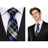Fashion Habitat Cravatta Da Uomo Argyle Lusso Blu Navy Scozzese Tartan A Righe Nere E Bianche