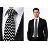 Fashion Habitat Cravatta Da Uomo Zig Zag Nero E Bianco A Righe Maglina Uncinetto Slim 4.5cm UK