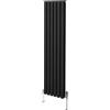 MONSTERSHOP Radiatore a colonna ovale e valvole cromate TRV Designer nero 1600mm x 360mm