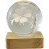 Generico Lampada Globo QUADRIFOGLIO su base legno Quadrata 8x8x10 cm BOMBONIERA 1ERZ