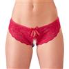 Cottelli Lingerie Culotte Donna Intimo Sexy in Pizzo Rosso con apertura a Cavallo e fiocco in raso
