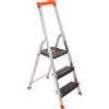 SONGMICS Scaletta a 3 Gradini, Scala Pieghevole in Lega di Alluminio, Gradini Larghi 12 cm, con Portautensili e Piedini Antiscivolo, Max. Portata Statica 150 kg, Nero e Arancione GLT03BK