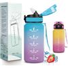 Mujigaga Borraccia 500ml, Borraccia Bambino con Cannuccia, A Prova di Perdite, Bottiglia Motivazionale, Facile da Pulire, Borracce con Indicatore del Tempo per Lavoro, Bambina, Viaggio, Scuola
