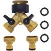 OHAYORI Distributore a 2 Vie Ottone Raccordo Doppio Tubo con 2pcs Adattatori Rubinetto