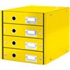 Leitz Click & Store Cassettiera a 4 Cassetti Pieghevole, Organizer per Riporre Documenti, Cataloghi e Riviste in Formato A4, Adatta per Casa e Ufficio, Giallo, 60494016