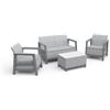 ALLIBERT Salotto Giardino Divano 2P Poltrone Tavolino Ash grey/Storm grey Scandi