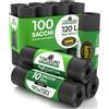 Eurocali 100 Sacchi Neri Grandi Spazzatura in Plastica HDPE ToroDuro 90x120cm 120L Antifo