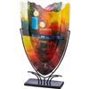 GILDE GLAS art Grande vaso decorativo - Vaso in vetro dipinto a mano con supporto in metallo - decorazione soggiorno altezza 58 cm multicolore