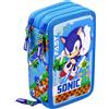 Clondo Sonic Astuccio 3 scomparti completo 46 pezzi per la scuola o il tempo libero