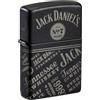 Zippo Accendino antivento Jack Daniels, nero opaco con cromato, laser a 360°, ricaricabile, riutilizzabile, design antivento, confezione regalo, prodotto negli Stati Uniti