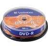TARRINA 10 DISCHI VERBATIM DVD-R 4.7GB 16X PACCO 43523 BOBINA LOTTO UNITA